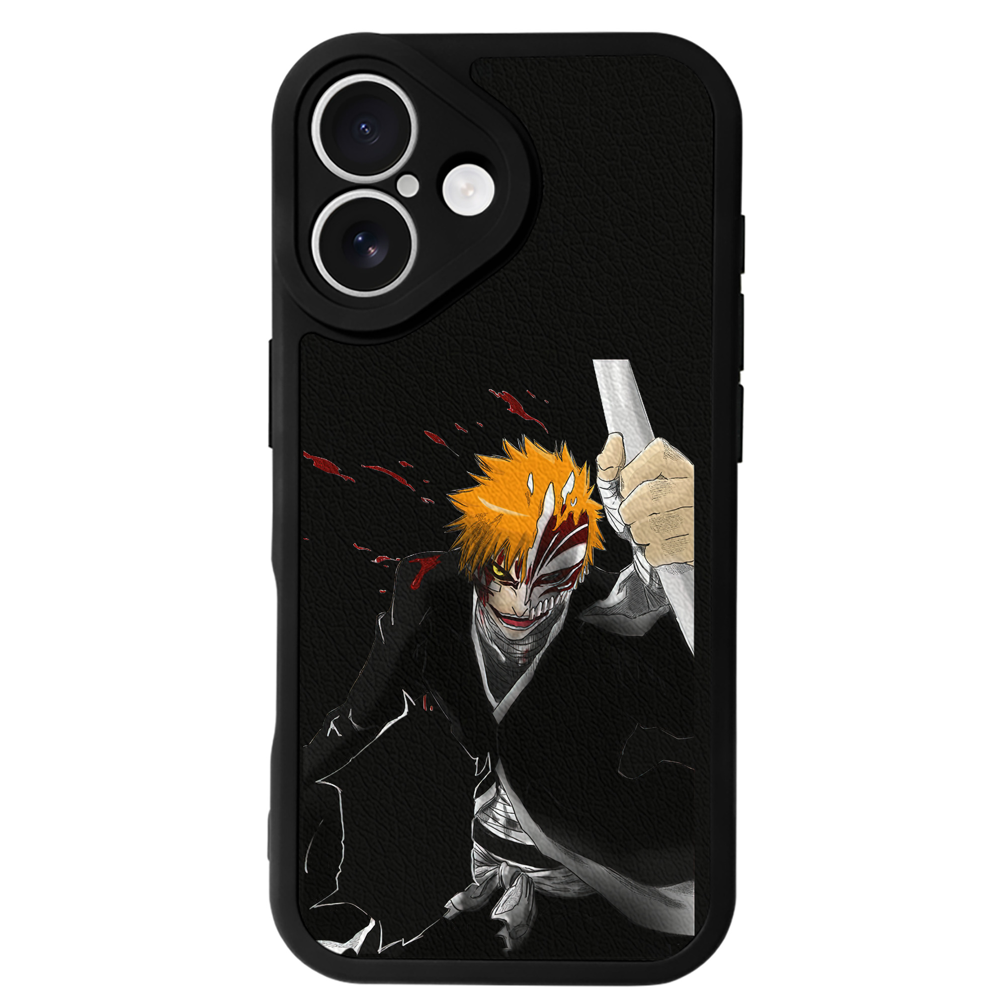 （画像用） ブリーチ 黒崎一護（くろさき いちご）BLEACH Kurosaki Ichigo 【iPhone 16シリーズ対応】シリコンスマホケース（レザー調） 材質：シリコン